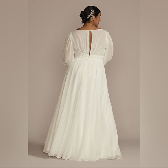 David’s Bridal Long Sleeve Billow A-Line Dress - Picture 2 of 2